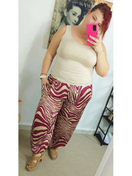 Pantalón bombacho burdeos estampado