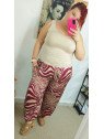 Pantalón bombacho burdeos estampado