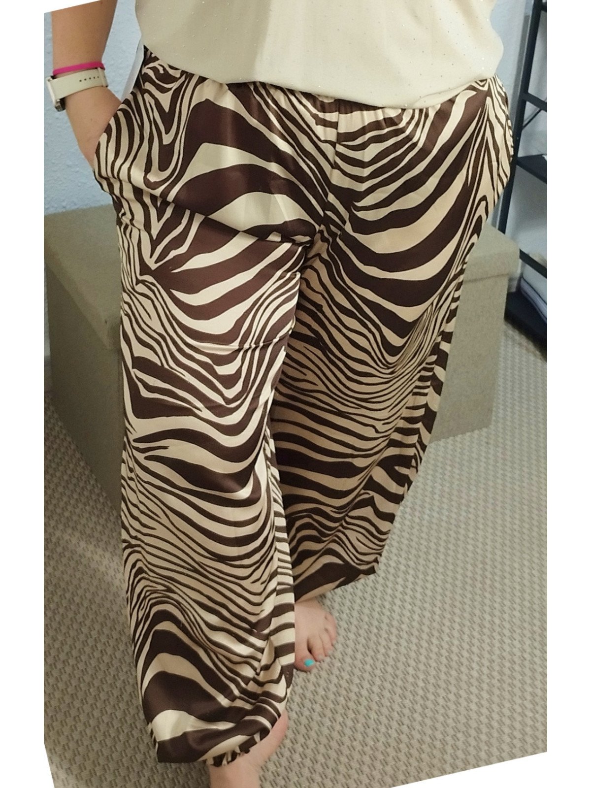 Pantalón Bombacho Marrón Estampado
