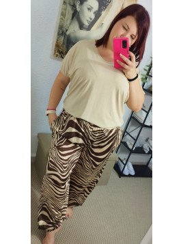 Pantalón Bombacho Marrón Estampado