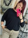 Blusa Lisa Negra de Manga Larga