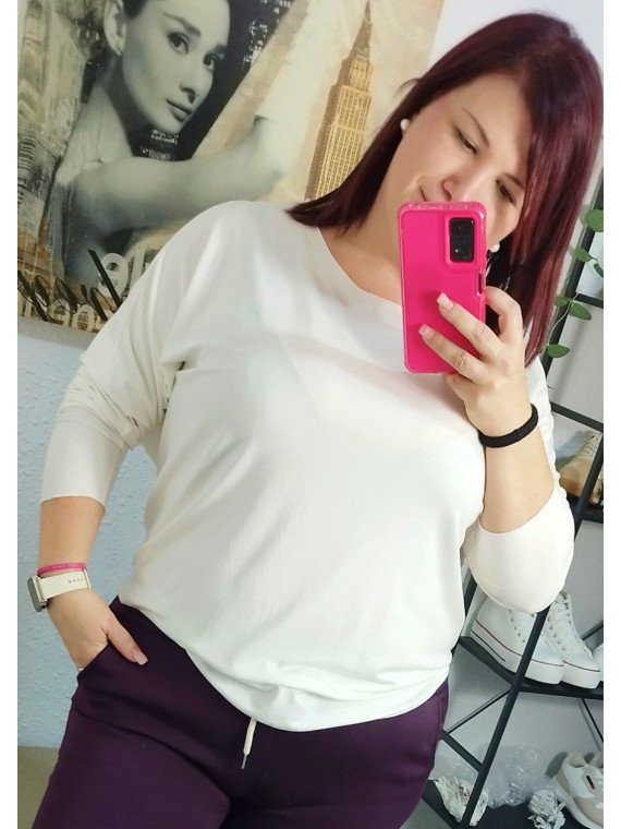 Blusa Lisa Rosa de Manga Larga