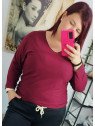 Blusa lisa burdeos manga larga