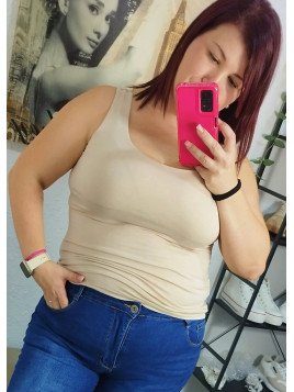 Camiseta Básica de Tirante Ancho Beige