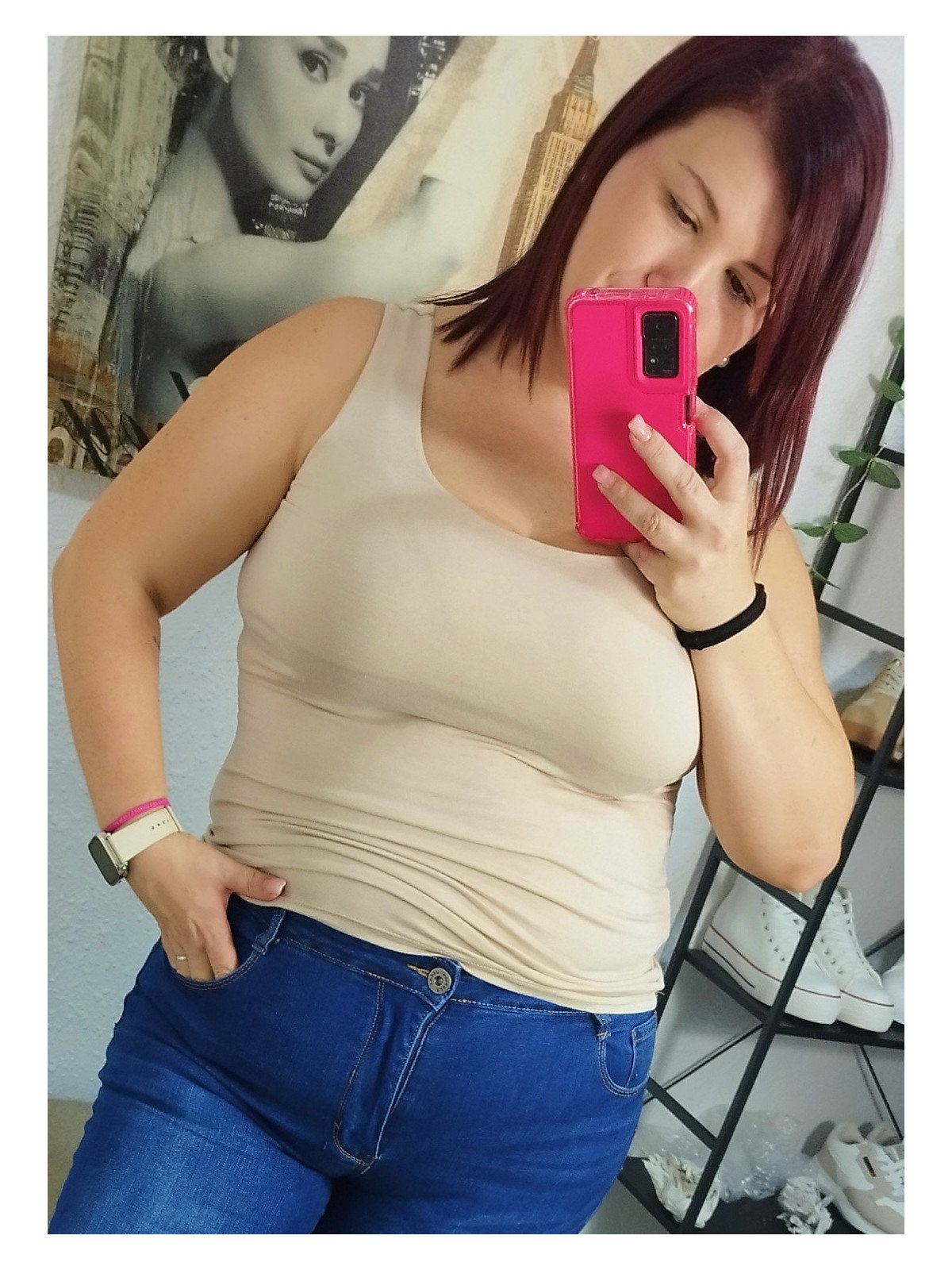 Camiseta Básica de Tirante Ancho Beige