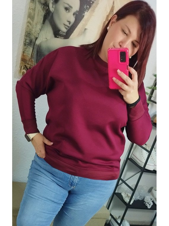 Sudadera lisa burdeos