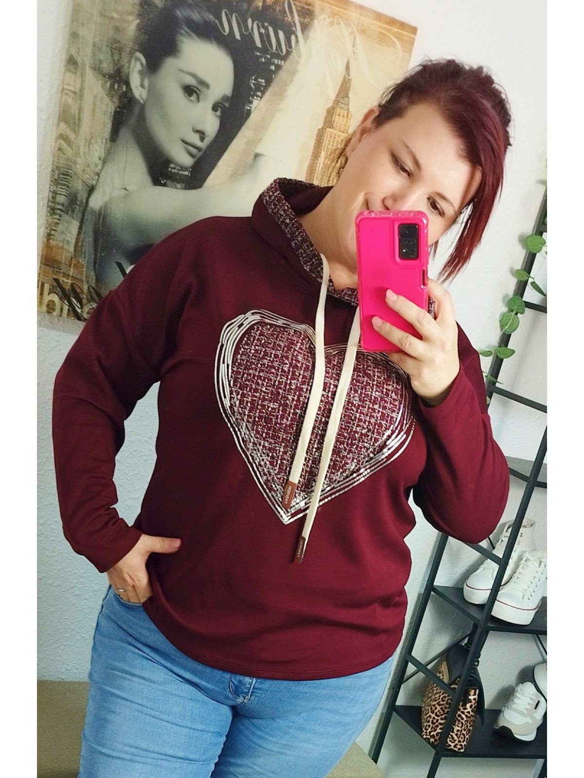 Sudadera burdeos corazón