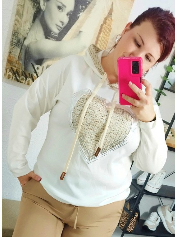 Sudadera blanca corazón