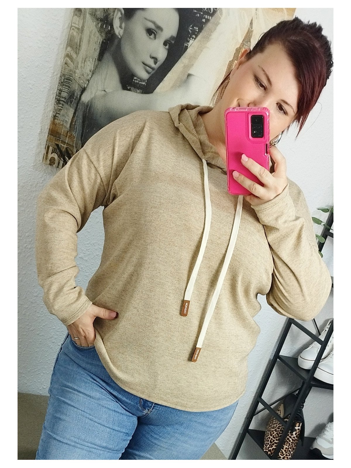 Jersey con capucha camel