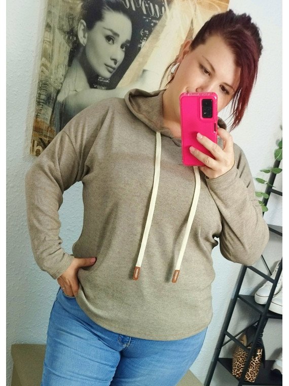 Jersey con capucha taupe