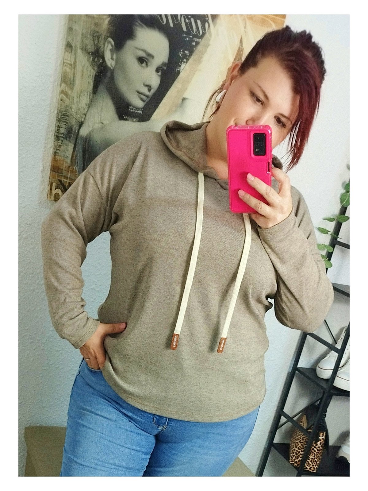 Jersey con capucha taupe