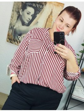 Camisa rayas rojo burdeos