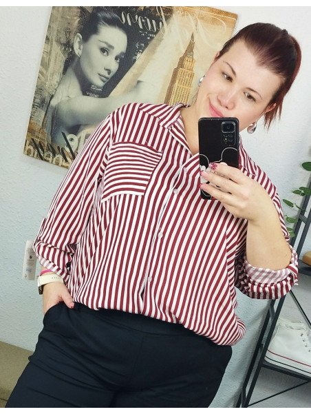 Camisa rayas rojo burdeos