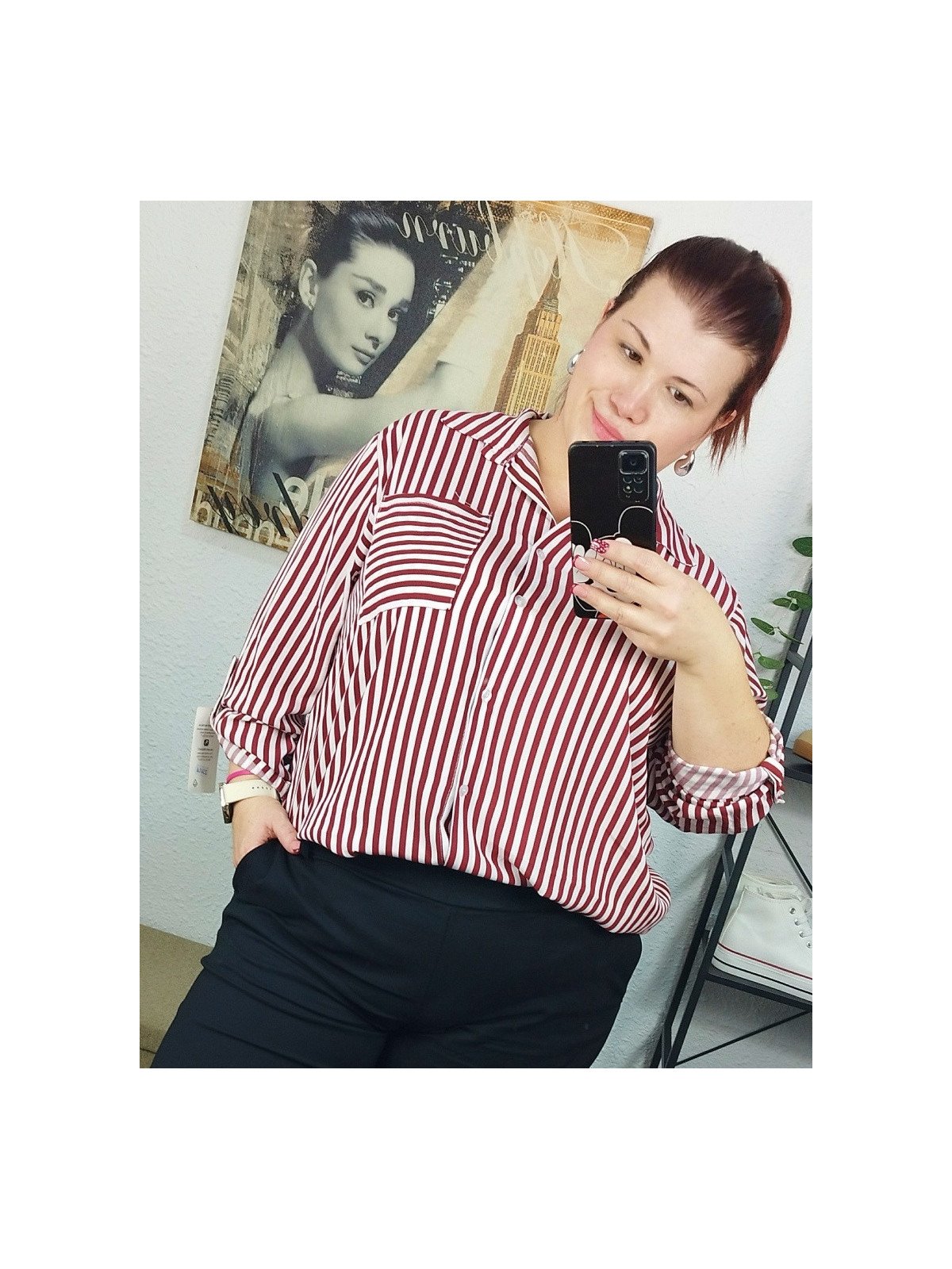 Camisa rayas rojo burdeos