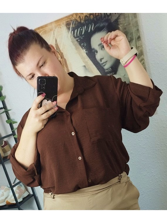 Camisa lisa marrón