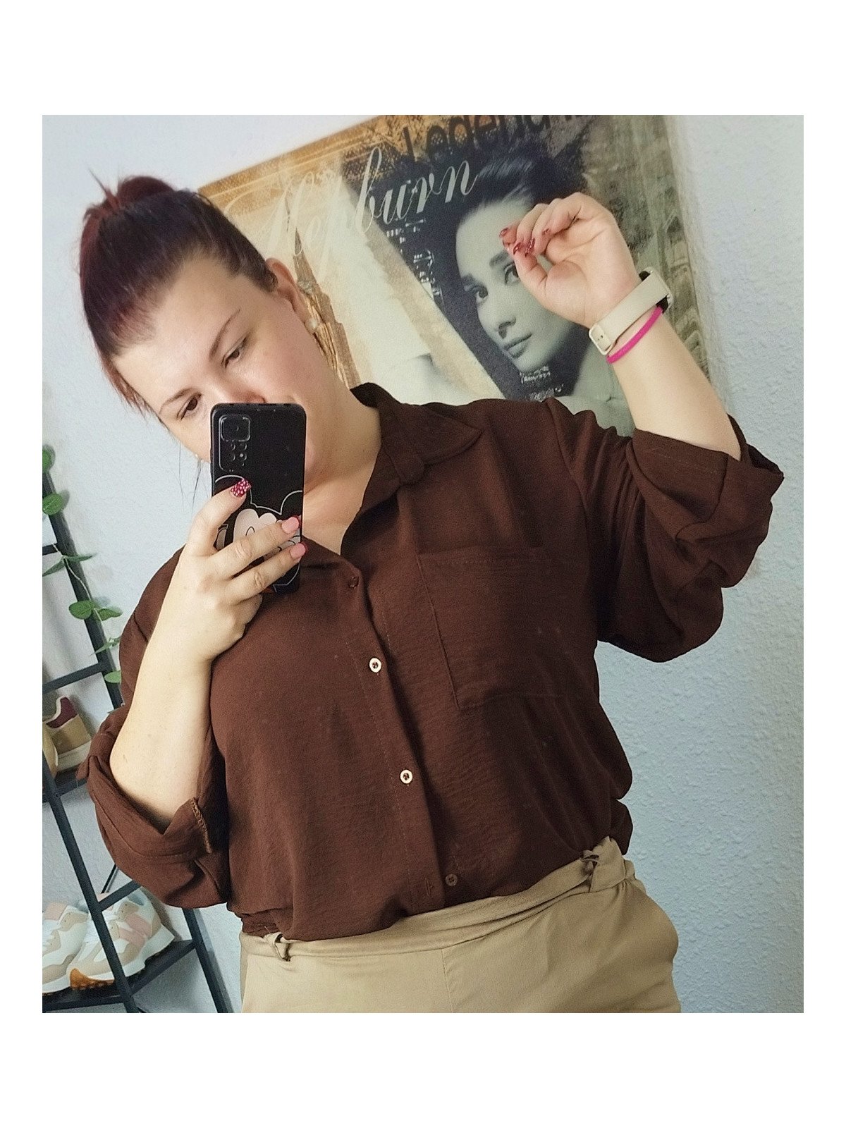 Camisa lisa marrón