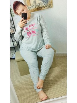 Pijama gris búho