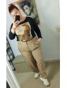 Pantalón pinzas beige