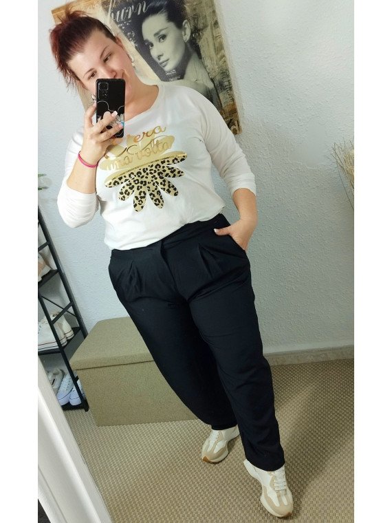 Camiseta blanca algodón flor