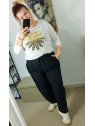 Camiseta blanca algodón flor