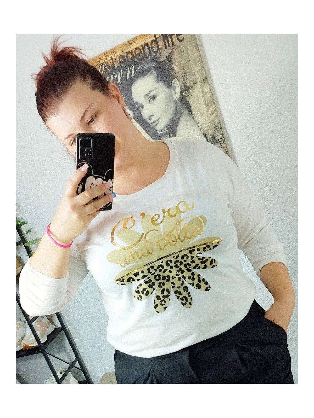Camiseta blanca algodón flor