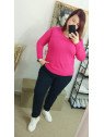 Jersey básico de punto fino fucsia