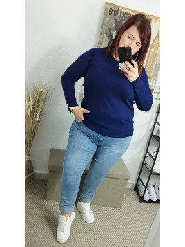 Jersey básico punto fino azul marino