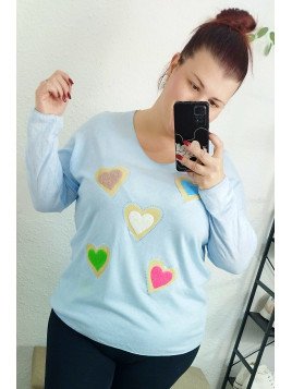 Jersey azul clarito de punto con corazones