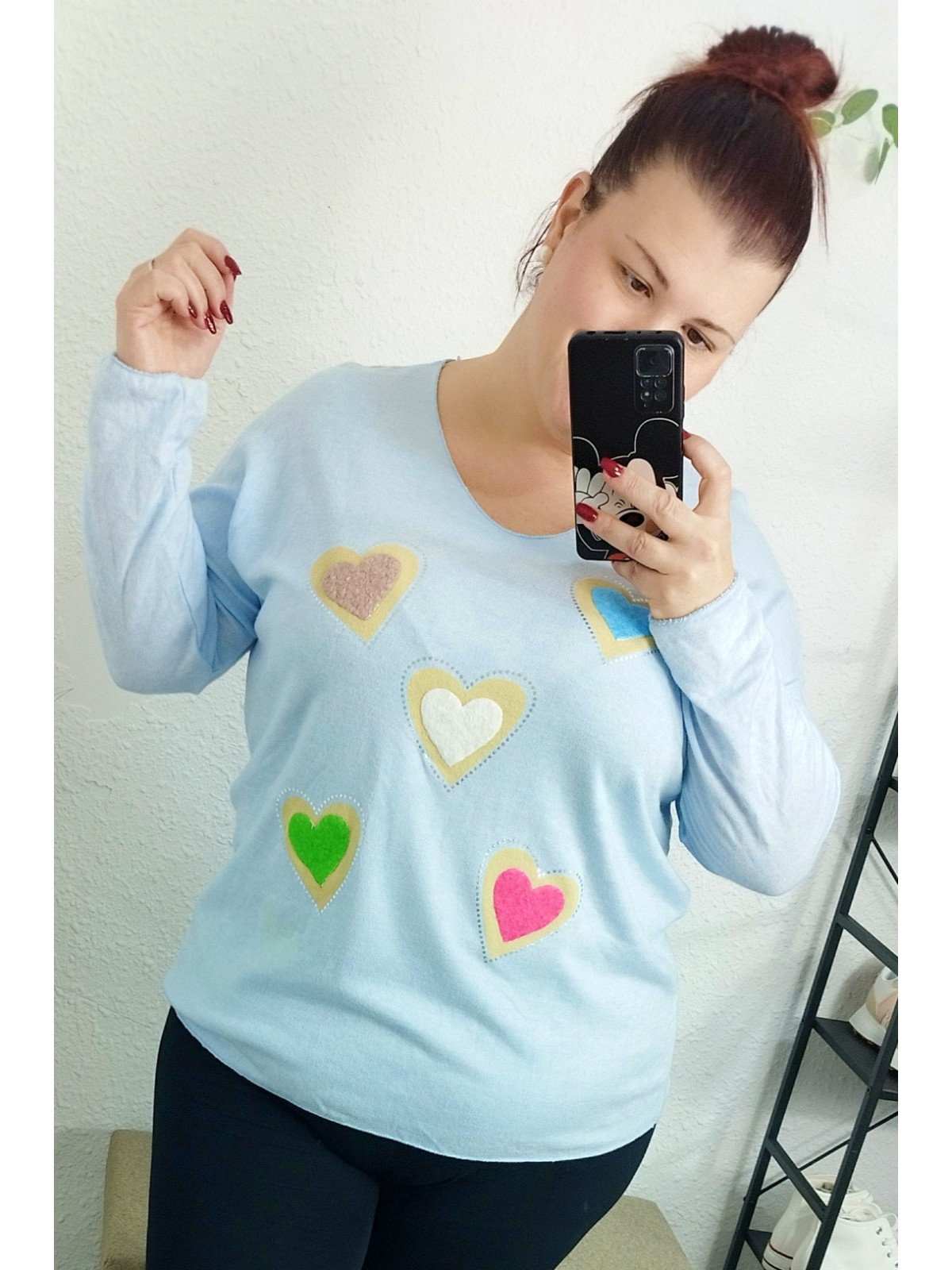 Jersey azul clarito de punto con corazones