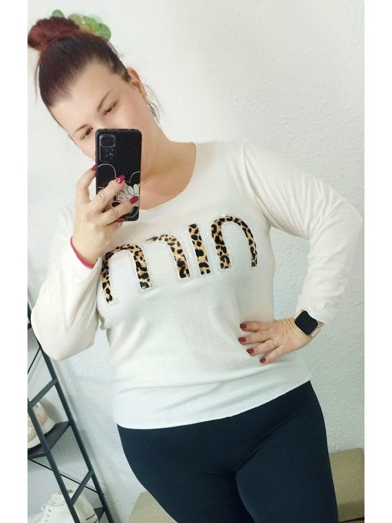 Jersey punto blanco con letras Animal Print