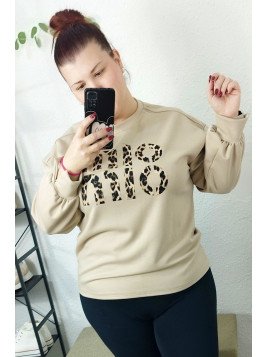 Sudadera Beige con Letras Animal Print