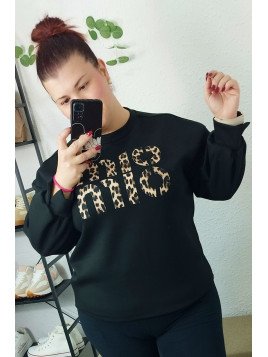 Sudadera Negra con Letras Animal Print