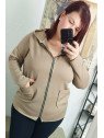 Sudadera con cremallera camel