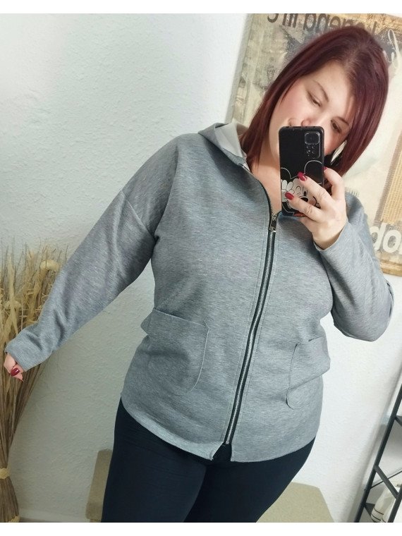 Sudadera con cremallera gris