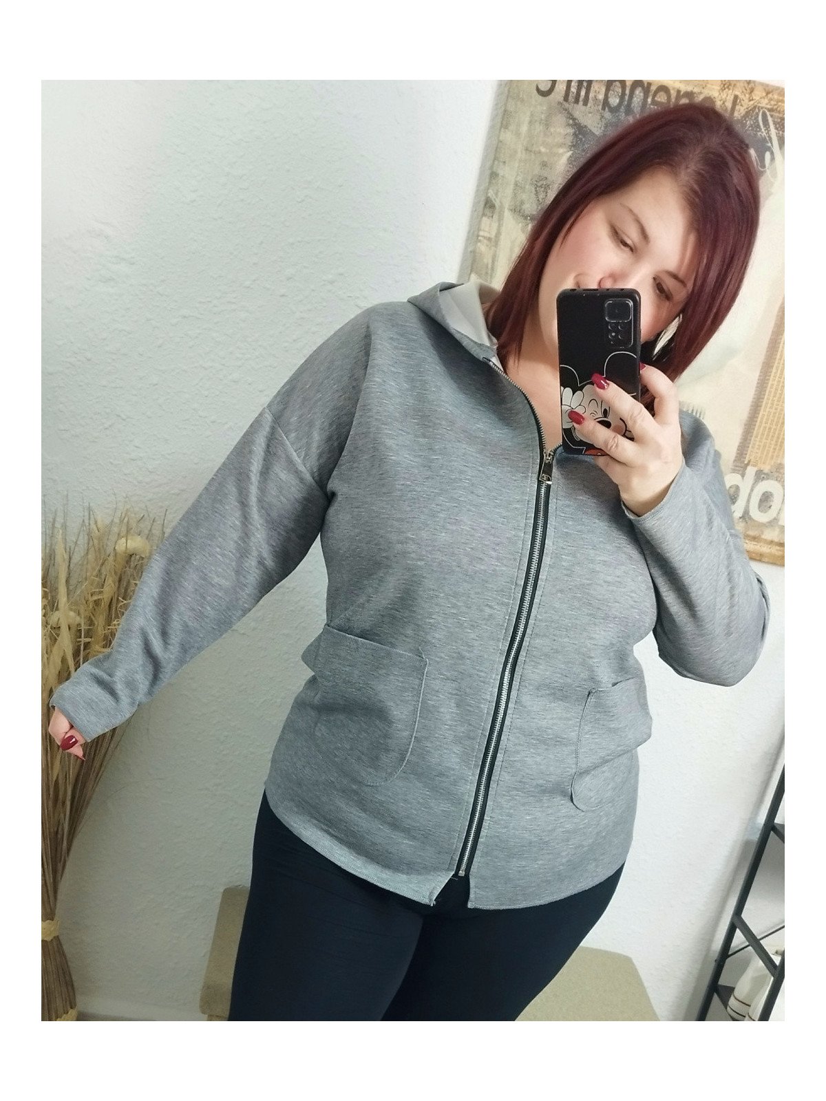 Sudadera con cremallera gris