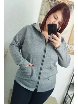 Sudadera con cremallera gris