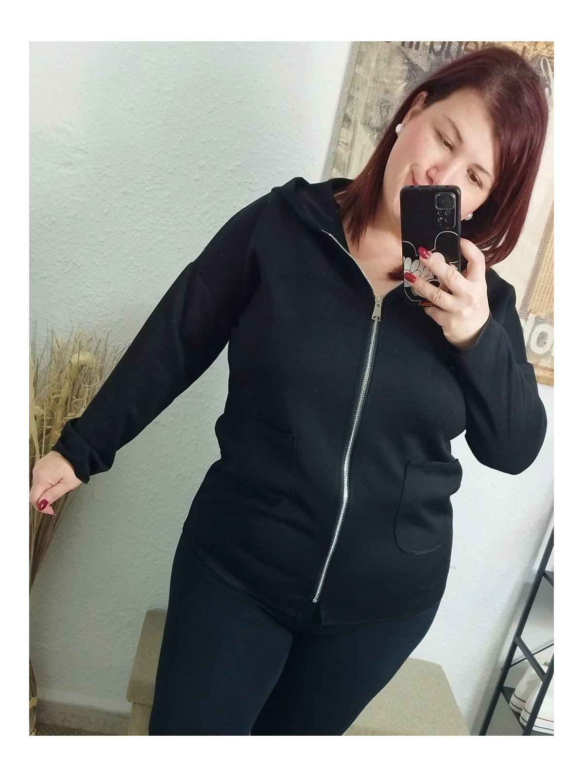 Sudadera con cremallera negra