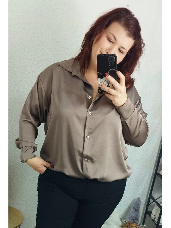 Camisa satén taupe