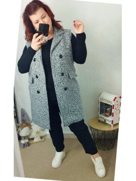 Chaleco largo efecto borreguito gris