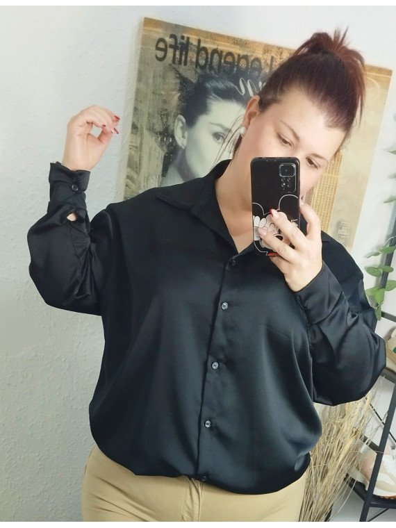 Camisa negra satinada