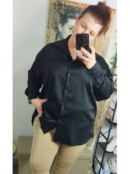 Camisa negra satinada