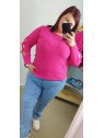 Jersey fucsia con lazadas en mangas