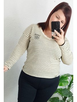 Camiseta manga larga rayas negras