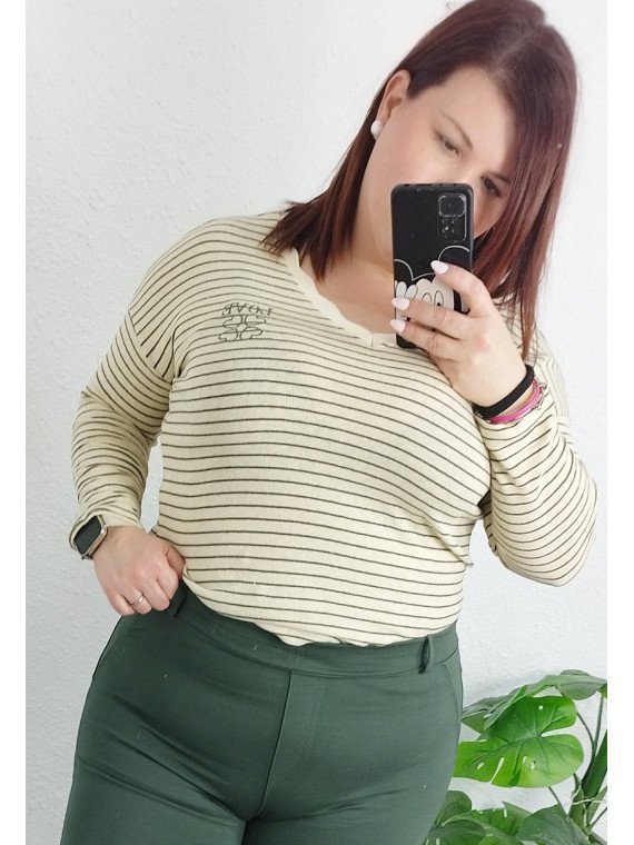 Camiseta manga larga rayas verdes