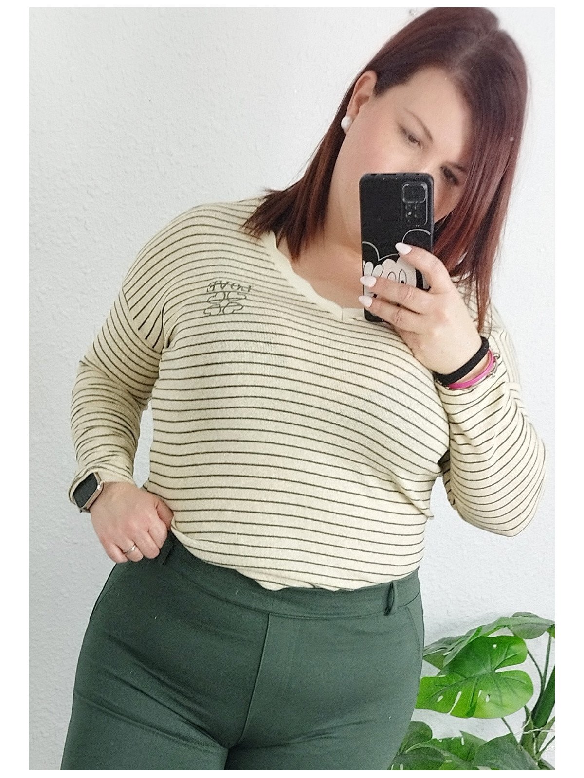 Camiseta manga larga rayas verdes