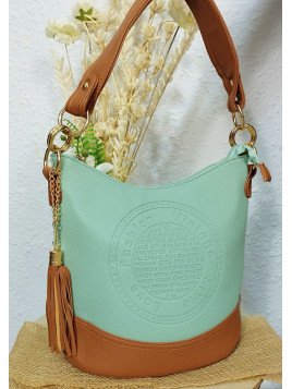 Bolso de hombro y bandolera verde agua combinado