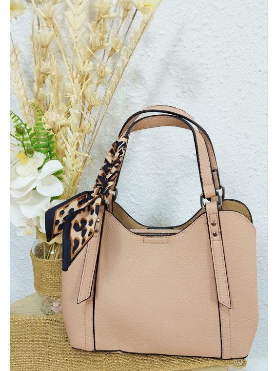 Bolso de mano nude con pañuelo decorativo