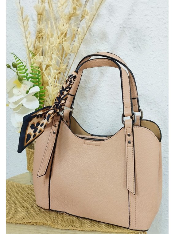 Bolso de mano nude con pañuelo decorativo