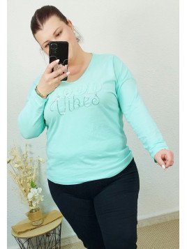 Camiseta verde agua manga larga "Good Vibes"