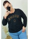 Camiseta negra “Amour” con detalle brillante
